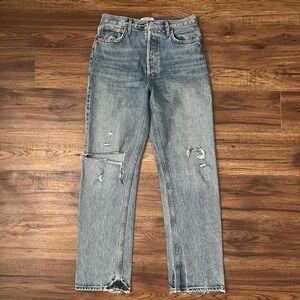 AGOLDE 90s Pinch Waist Distressed Jeans High Rise Straight 27 Minimalist Classic